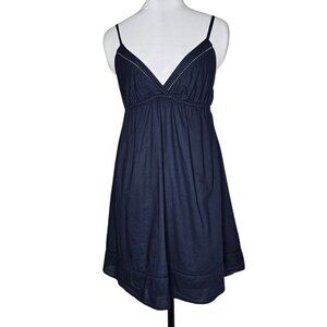 ❤️Vintage Y2k Forever 21 L Navy Blue Babydoll Tank Mini Dress Bella Swan Crochet